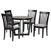 Baxton Studio Nellie Modern Grey Fabric and Dark Brown Wood 5-Piece Dining Set